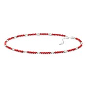Colier din jad rosu si perle naturale cu argint  DiAmanti CN061NRH-AS